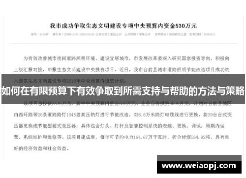 如何在有限预算下有效争取到所需支持与帮助的方法与策略