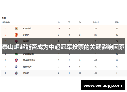 泰山崛起能否成为中超冠军投票的关键影响因素